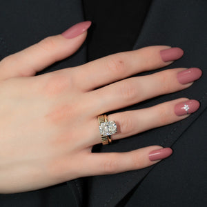 The Alex Set With A 3 Carat Elongated Cushion Moissanite