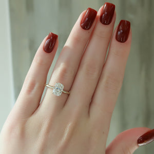 The Alex Set With A 3 Carat Elongated Cushion Moissanite