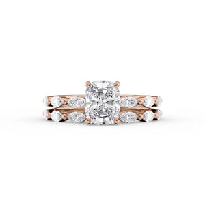 The Lucia Set With A 2 Carat Elongated Cushion Lab Diamond