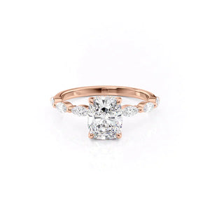 The Lucia Set With A 2.5 Carat Elongated Cushion Lab Diamond