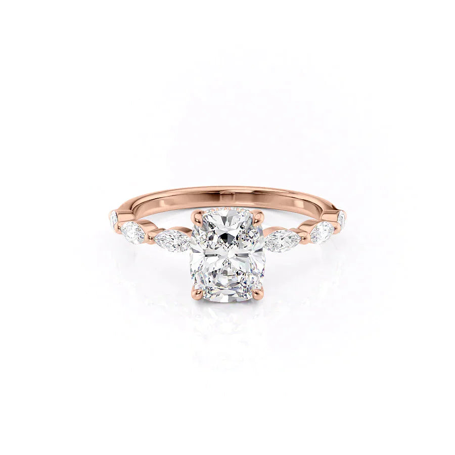 The Lucia Set With A 3 Carat Elongated Cushion Lab Diamond