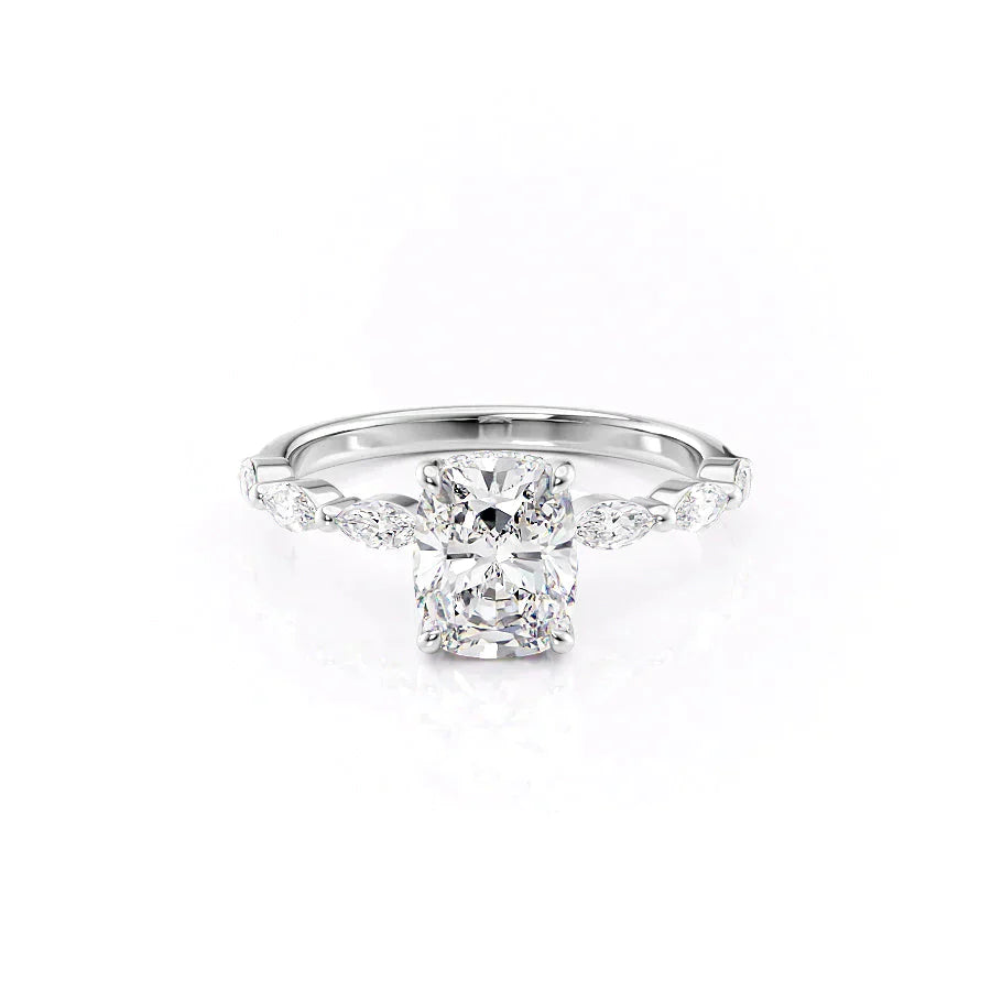 The Lucia Set With A 2 Carat Elongated Cushion Lab Diamond