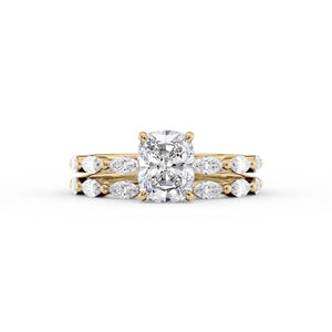 The Lucia Set With A 1 Carat Elongated Cushion Lab Diamond