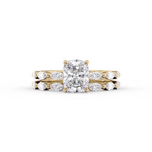 The Lucia Set With A 2 Carat Elongated Cushion Lab Diamond