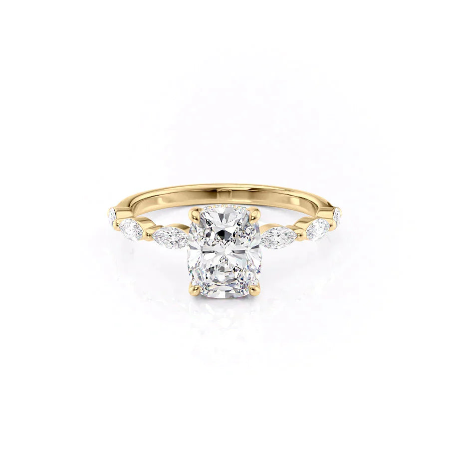The Lucia Set With A 3 Carat Elongated Cushion Lab Diamond