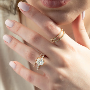 The Lucia Set With A 2 Carat Elongated Cushion Lab Diamond