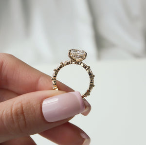 The Lucia Set With A 2 Carat Elongated Cushion Lab Diamond