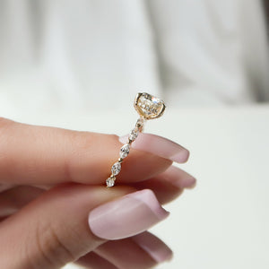The Lucia Set With A 2 Carat Elongated Cushion Lab Diamond