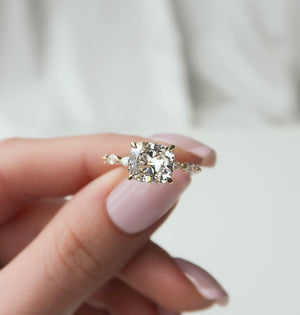 The Lucia Set With A 2 Carat Elongated Cushion Lab Diamond