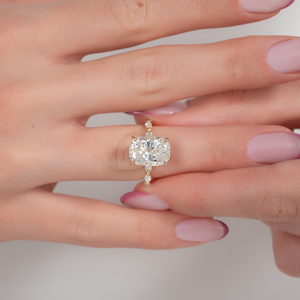 The Lucia Set With A 2 Carat Elongated Cushion Lab Diamond