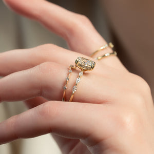 The Lucia Set With A 2 Carat Elongated Cushion Lab Diamond