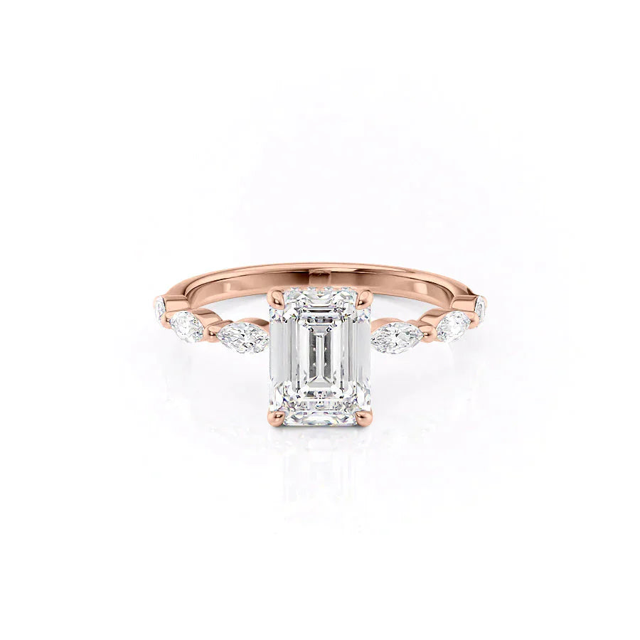 The Lucia Set With A 3 Carat Emerald Lab Diamond