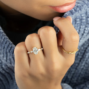 The Lucia Set With A 1.5 Carat Oval Lab Diamond