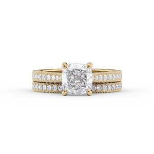 The Catherine Set With A 1 Carat Cushion Lab Diamond