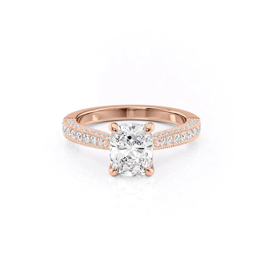 The Catherine Set With A 2.5 Carat Elongated Cushion Lab Diamond