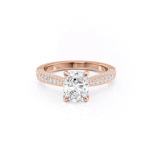 The Catherine Set With A 1.5 Carat Elongated Cushion Lab Diamond