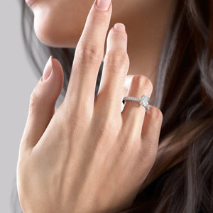The Catherine Set With A 2.5 Carat Elongated Cushion Lab Diamond