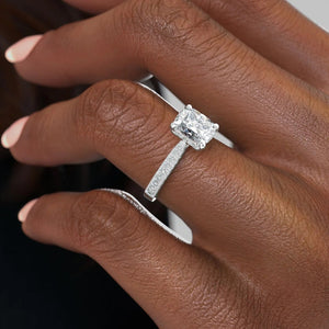 The Catherine Set With A 2 Carat Elongated Cushion Lab Diamond