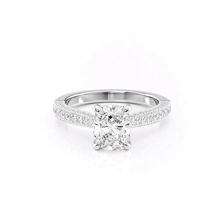 The Catherine Set With A 1 Carat Elongated Cushion Lab Diamond