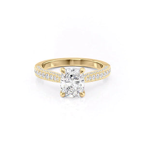 The Catherine Set With A 1 Carat Elongated Cushion Lab Diamond