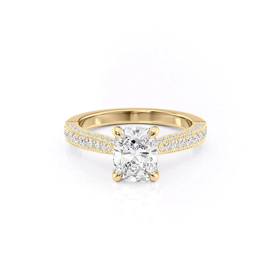 The Catherine Set With A 2.5 Carat Elongated Cushion Lab Diamond