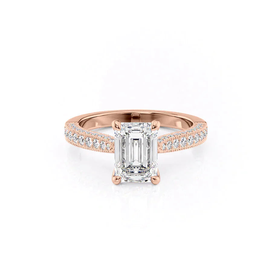 The Catherine Set With A 3 Carat Emerald Lab Diamond