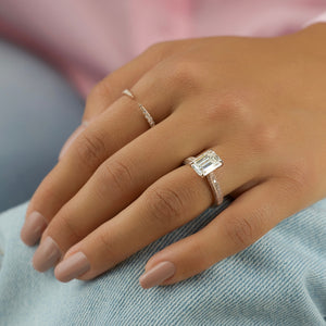 The Catherine Set With A 2 Carat Emerald Lab Diamond