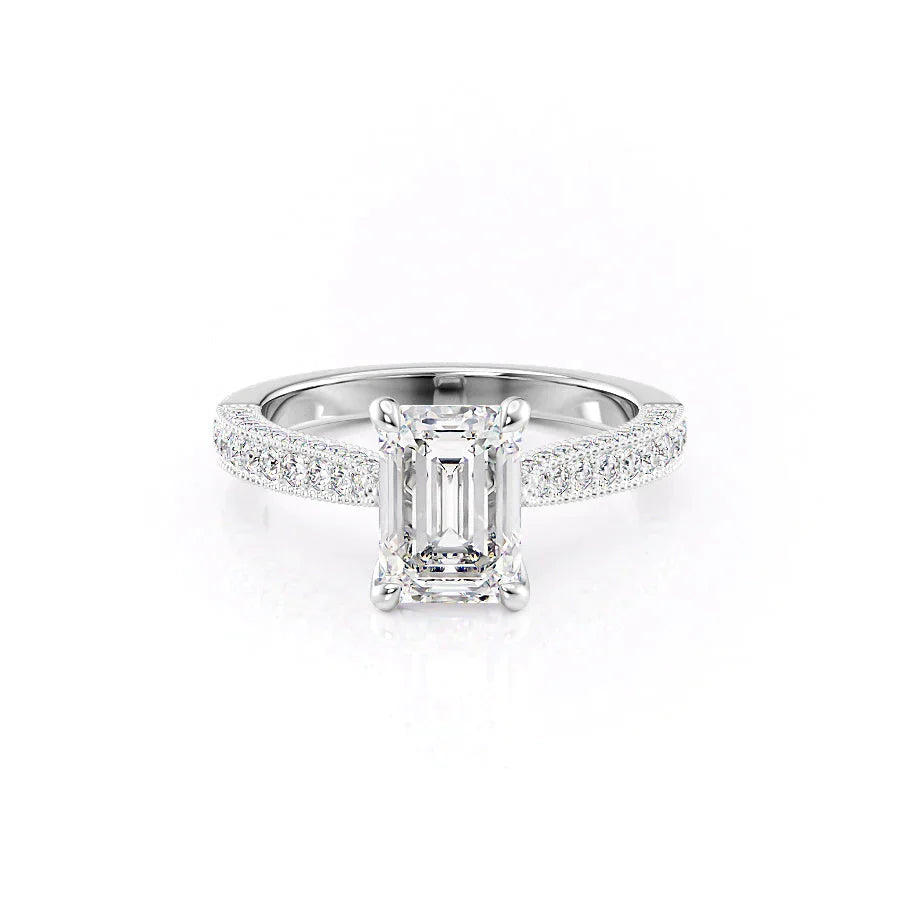 The Catherine Set With A 3 Carat Emerald Lab Diamond
