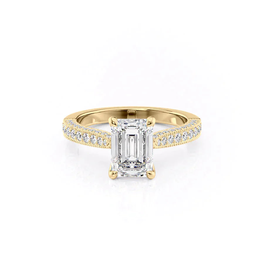 The Catherine Set With A 3 Carat Emerald Lab Diamond