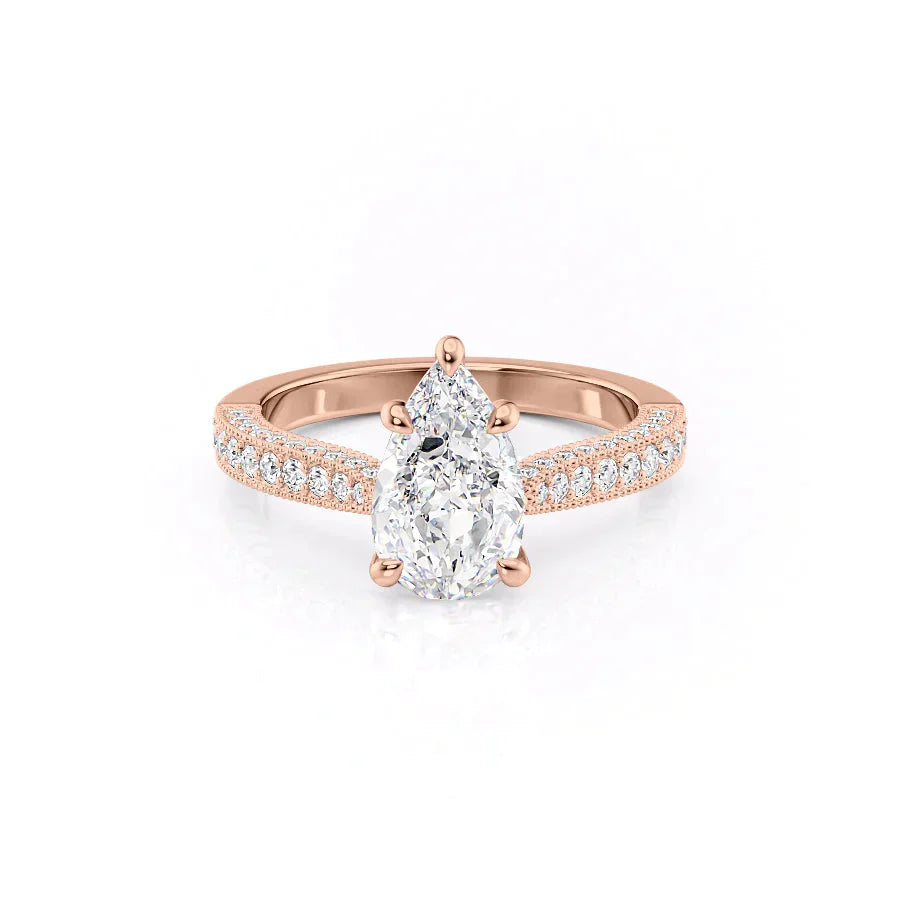 The Catherine Set With A 2.5 Carat Pear Lab Diamond