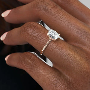 The Claire Set With A 1 Carat Elongated Cushion Lab Diamond