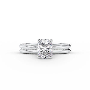 The Claire Set With A 1.5 Carat Elongated Cushion Lab Diamond