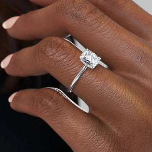 The Claire Set With A 1 Carat Elongated Cushion Lab Diamond