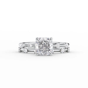 The Serena Set With A 4 Carat Cushion Moissanite