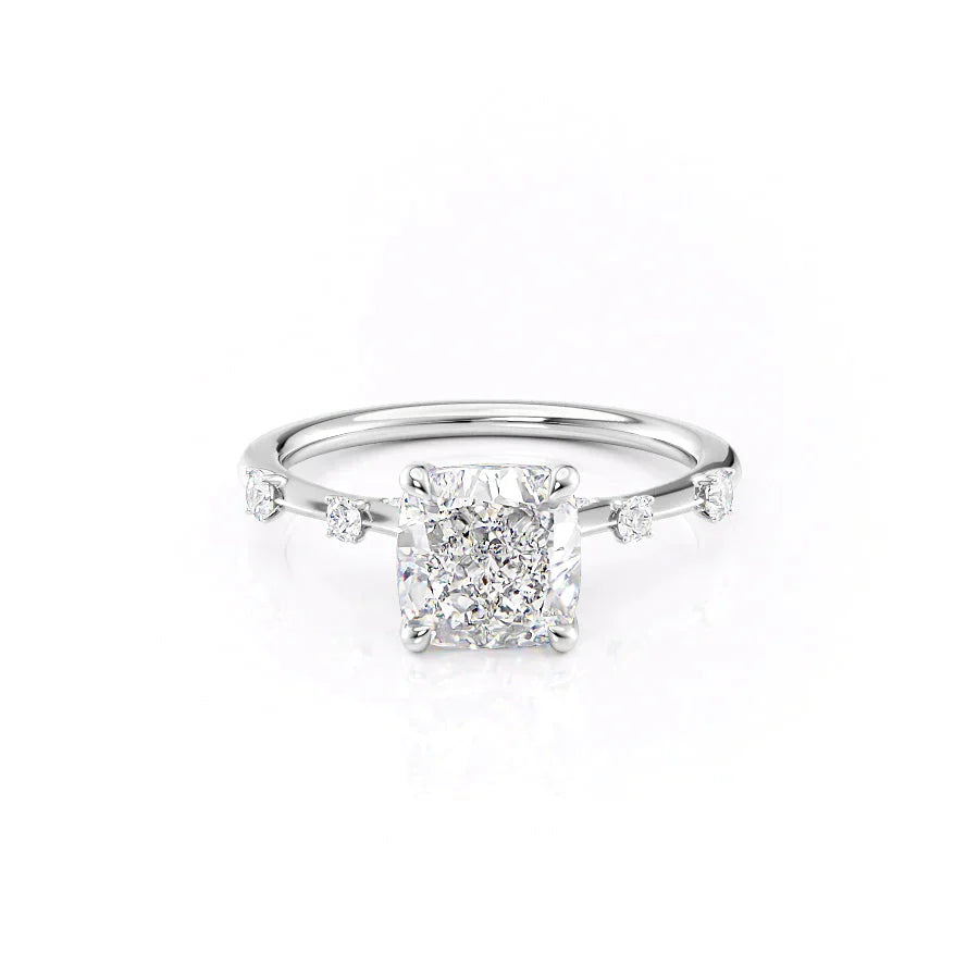 The Serena Set With A 3.5 Carat Cushion Moissanite