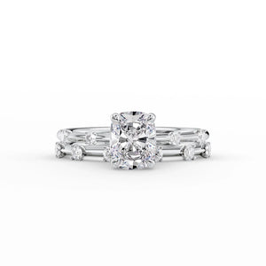 The Serena Set With A 3 Carat Elongated Cushion Lab Diamond