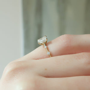 The Serena Set With A 1.5 Carat Elongated Cushion Lab Diamond