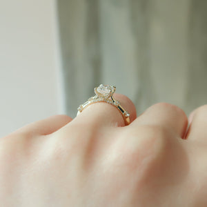 The Serena Set With A 1.5 Carat Elongated Cushion Lab Diamond