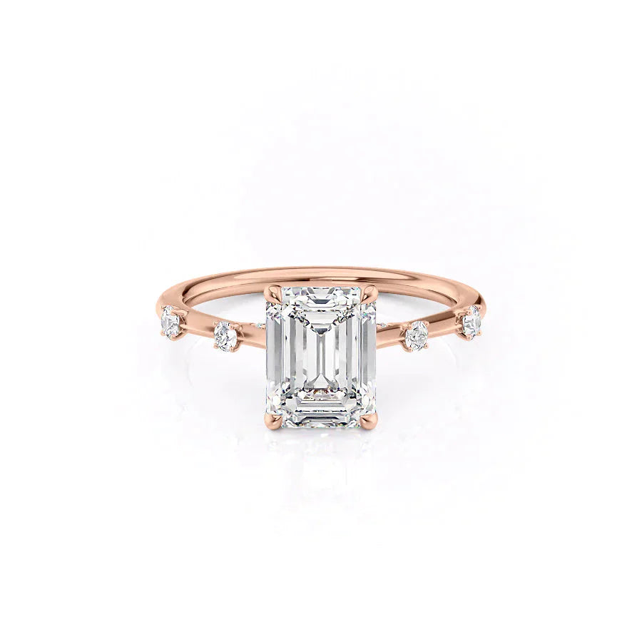 The Serena Set With A 2.5 Carat Emerald Moissanite