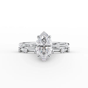 The Serena Set With A 3 Carat Marquise Lab Diamond