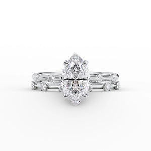 The Serena Set With A 1 Carat Marquise Lab Diamond