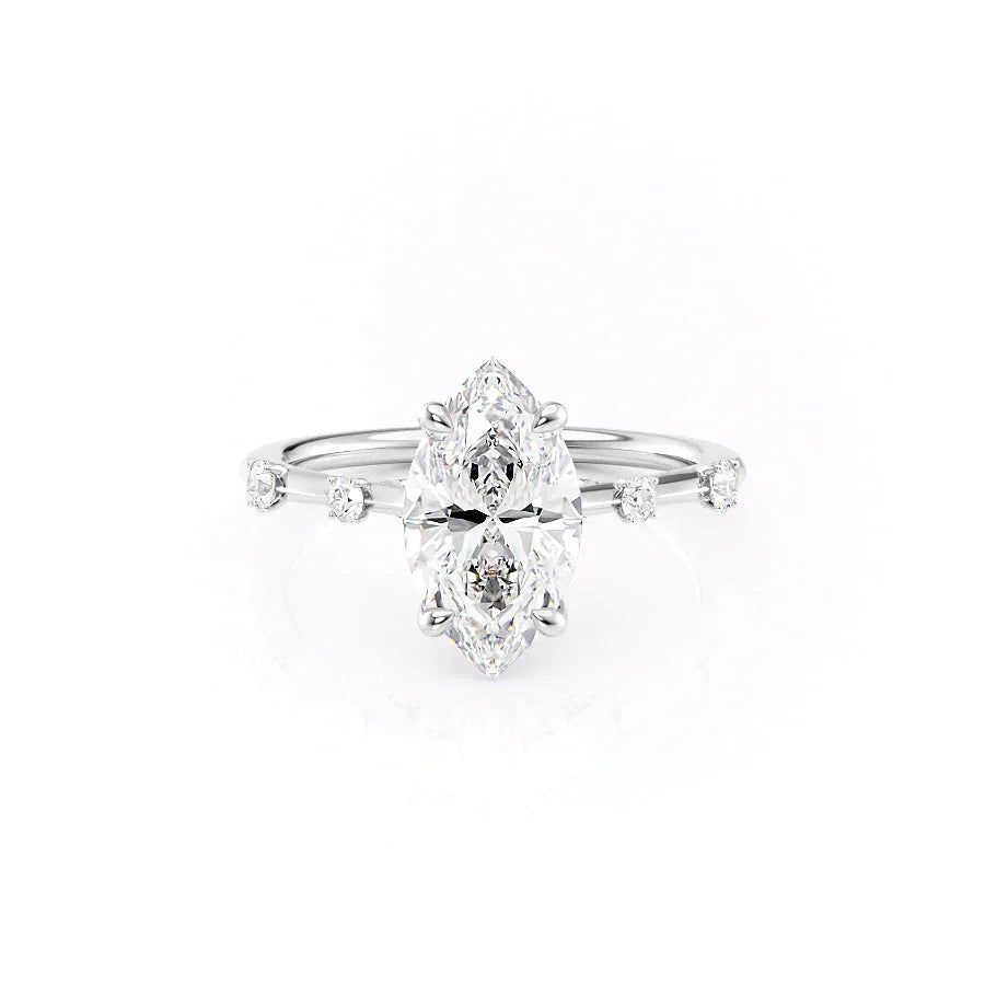 The Serena Set With A 1 Carat Marquise Lab Diamond