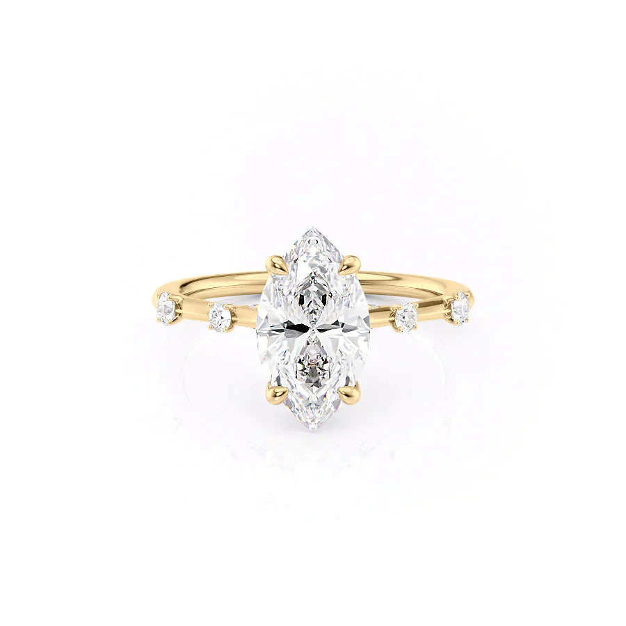 The Serena Set With A 1 Carat Marquise Lab Diamond