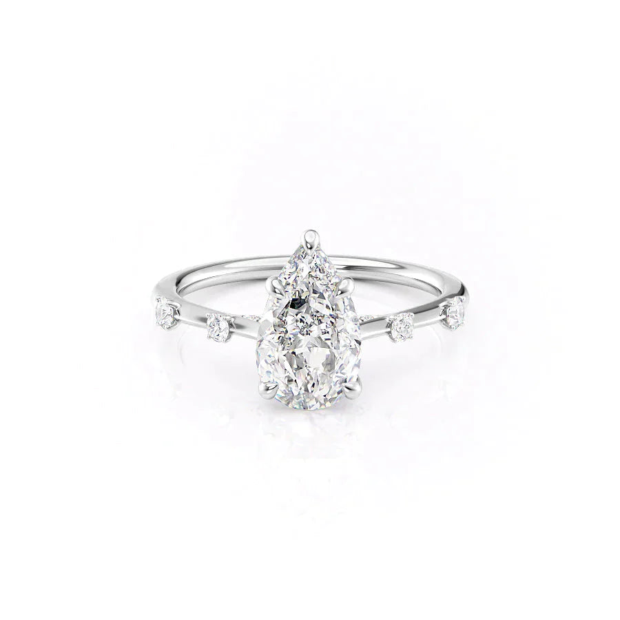 The Serena Set With A 4 Carat Pear Moissanite