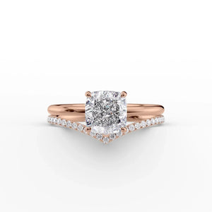 The Low Profile Kamellie Set With A 3 Carat Cushion Moissanite