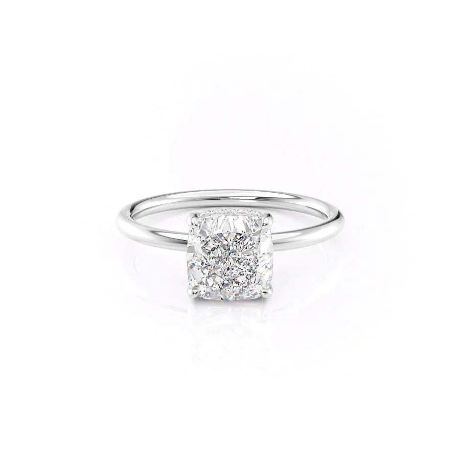 The Low Profile Kamellie Set With A 5 Carat Cushion Moissanite