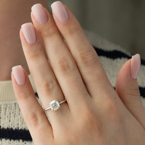 The Low Profile Kamellie Set With A 2 Carat Cushion Moissanite