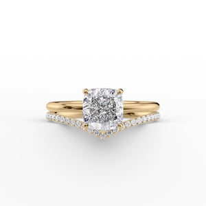 The Low Profile Kamellie Set With A 3 Carat Cushion Moissanite