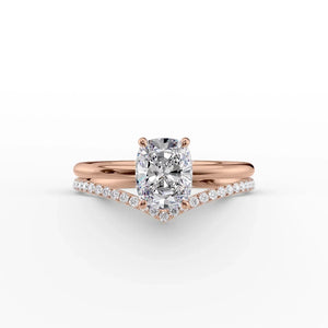 The Low Profile Kamellie Set With A 2 Carat Elongated Cushion Moissanite