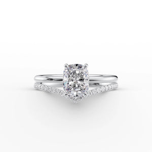 The Low Profile Kamellie Set With A 2 Carat Elongated Cushion Moissanite